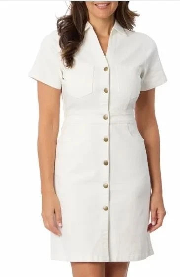 Draper James Women's Short Sleeves Pockets Heavyweight Dress, White, Size 2