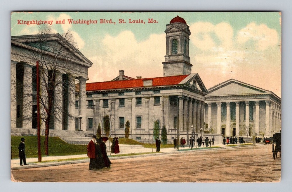 St Louis MO-Missouri Kings Highway Washington Boulevard Vintage Postcard