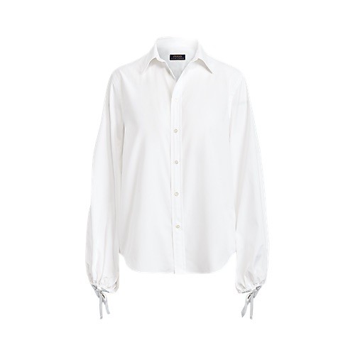 POLO RALPH LAUREN White Cotton Poplin Long Sleeve Drawstring Cuff Shirt XS NWD