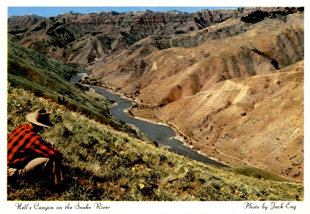 Hell's Canyon, Snake River, boundary line, gorge, Idaho, Oregon, Postcard
