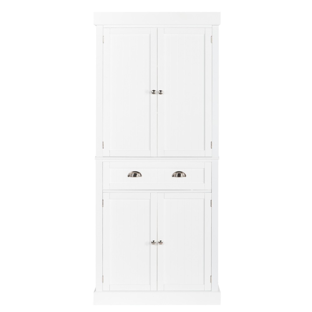 White Double Door Storage Cabinet with Drawer for Home Office Organization