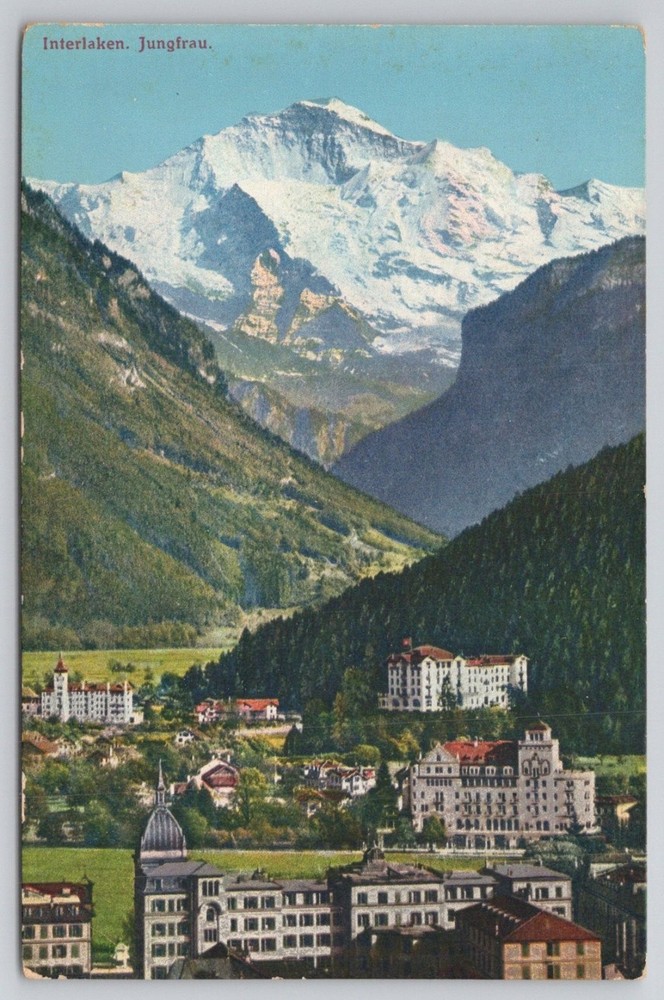 Interlaken Jungfrau Swiss Alps R. Gabler Vintage Postcard Switzerland View