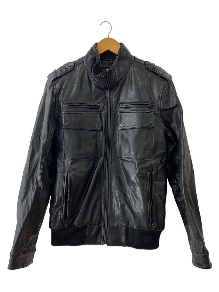 Black Rivet Single Rider Jacket/M/Leather/Blk/Plain 3476