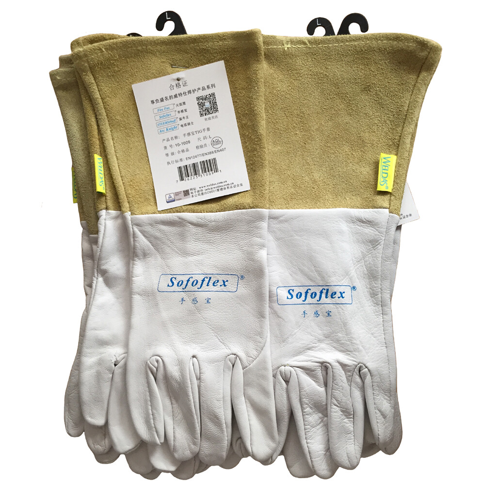 MIG Welder Work Glove Goatskin Arc Cow Leather Cuff Heat Proof TIG Welding Glove