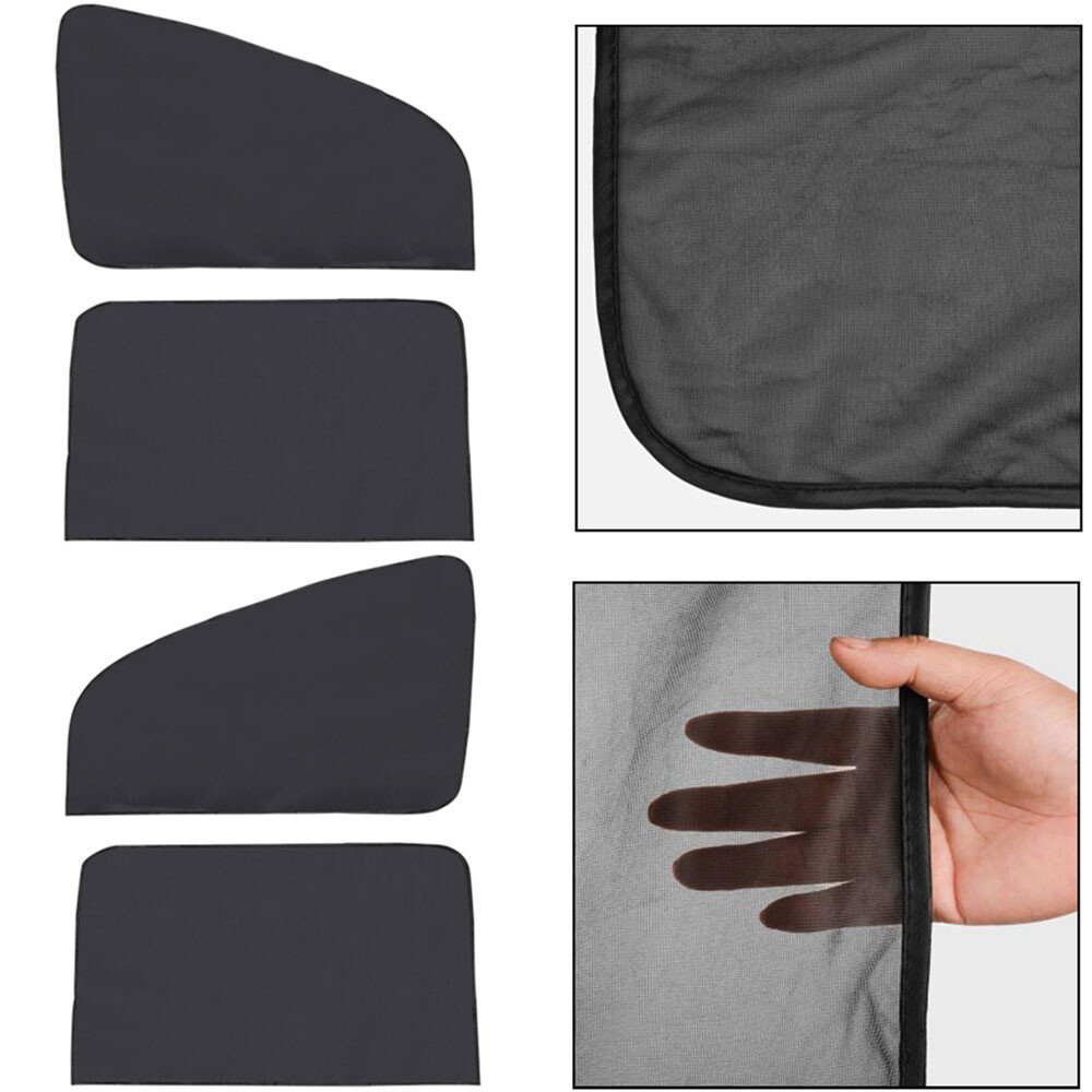4X Magnetic Car Window Sun Shade Mesh UV Protection Black Dark Screen