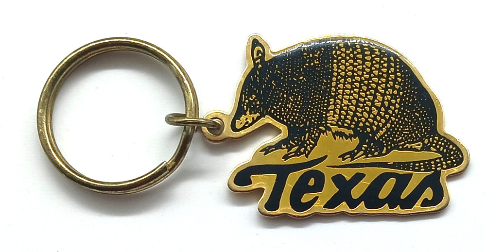 Vintage State of Texas Armadillo Keyring Keychain