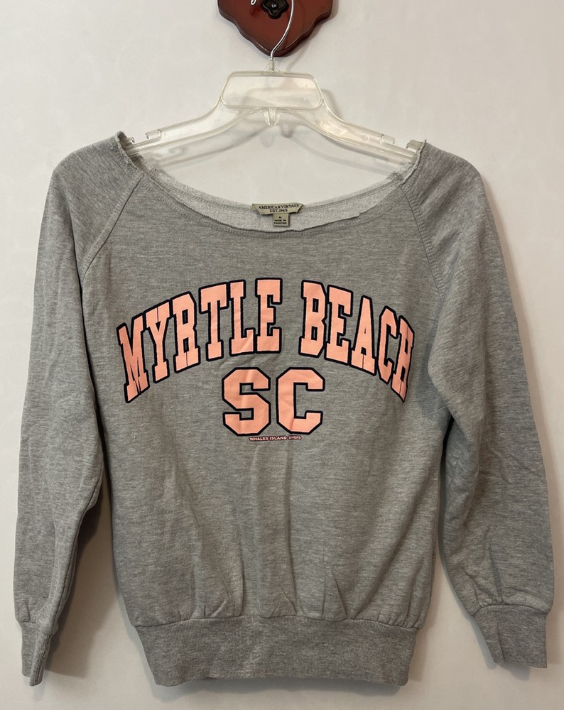 American Vintage 1965 Myrtle Beach SC Womens Medium Gray Sweatshirt A2103