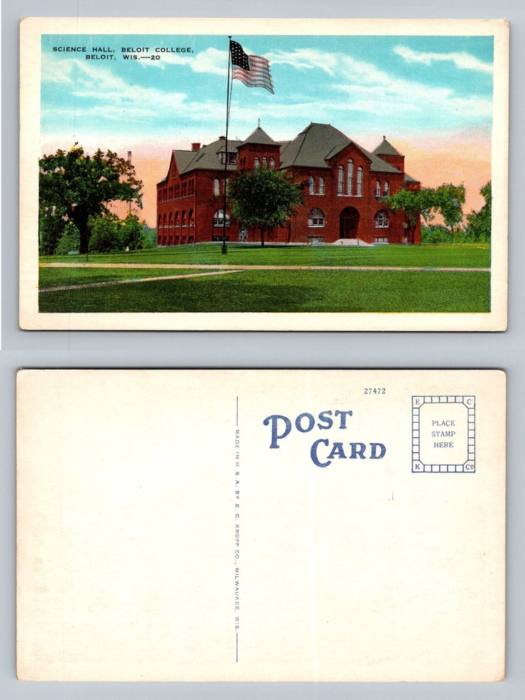 Beloit, WI-Wisconsin, Science Hall Beloit College Campus Vintage Postcard