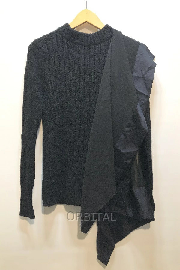 Sacai Wool Knit Sweater Sheer Color Block Size 1 Black Used Fashion