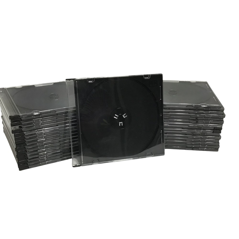 Lot of 31 New Slim-Style Replacement CD/DVD Cases Clear Black