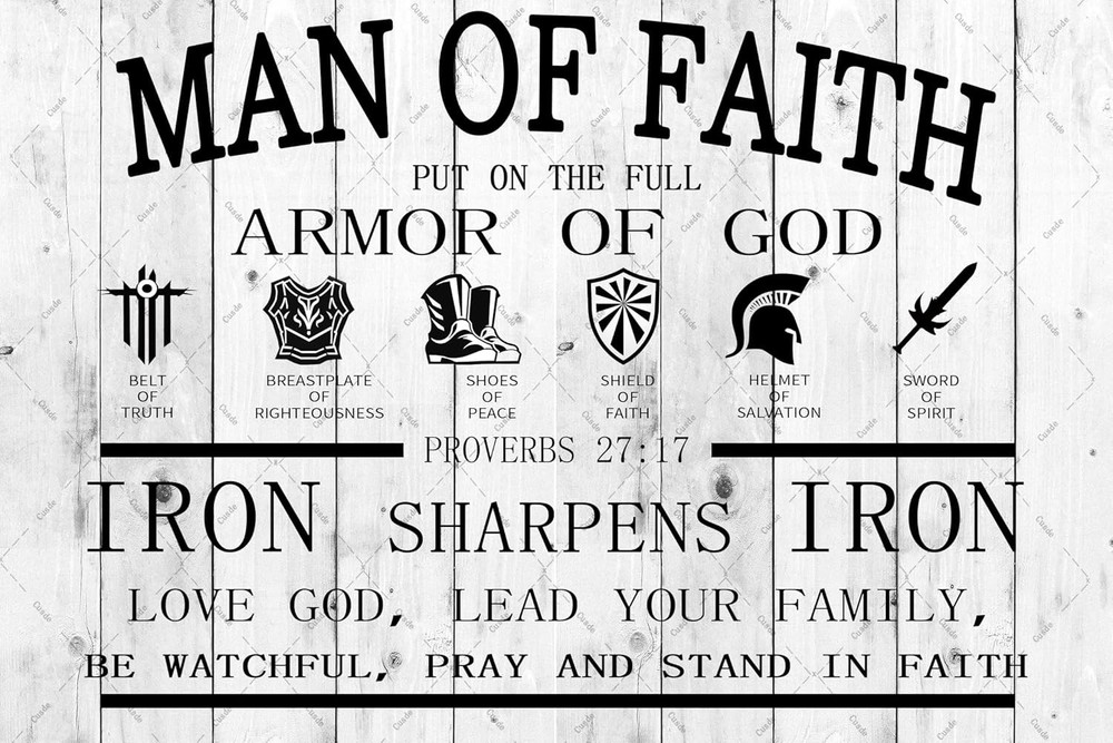 Metal Tin Sign Christian Man of Faith Quotes Proverbs Wall Art Decor 8x12
