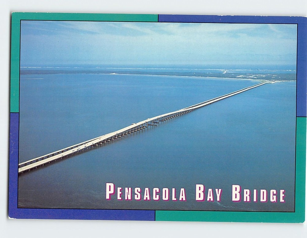 Postcard Aerial View Pensacola Bay Bridge Florida