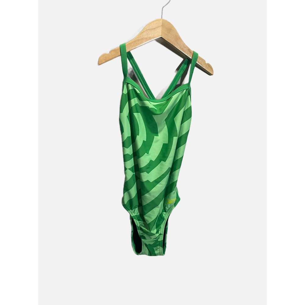 Speedo One Piece Swimsuit Womens 30 Green Pro LT Geometric Athletic Swim Trainin