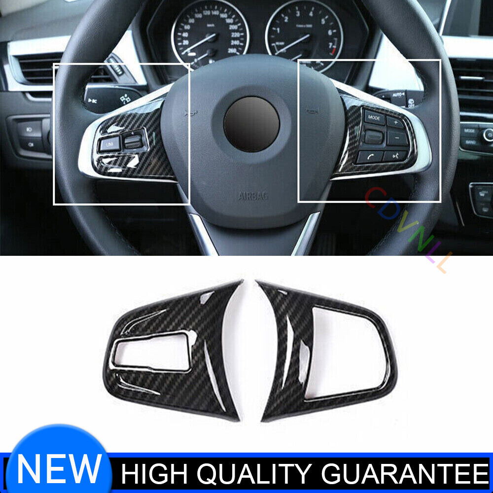 For BMW X1 F48 2016-2022 Carbon Fiber Front Steering Wheel Frame Cover Trim 2PCS