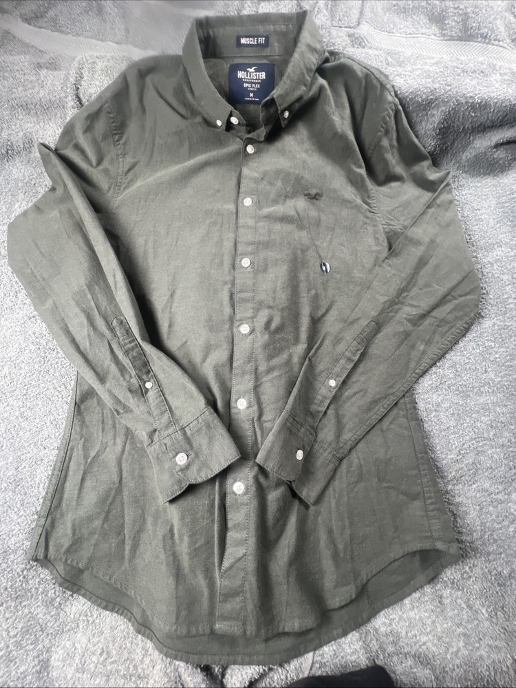 Hollister Shirt Mens Size Medium Epic Flex Stretch Muscle Fit Button Down Casual