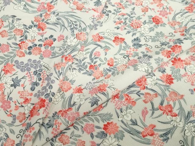Heiwaya Kimono High-Quality Flower Pattern Silk Size 152cm