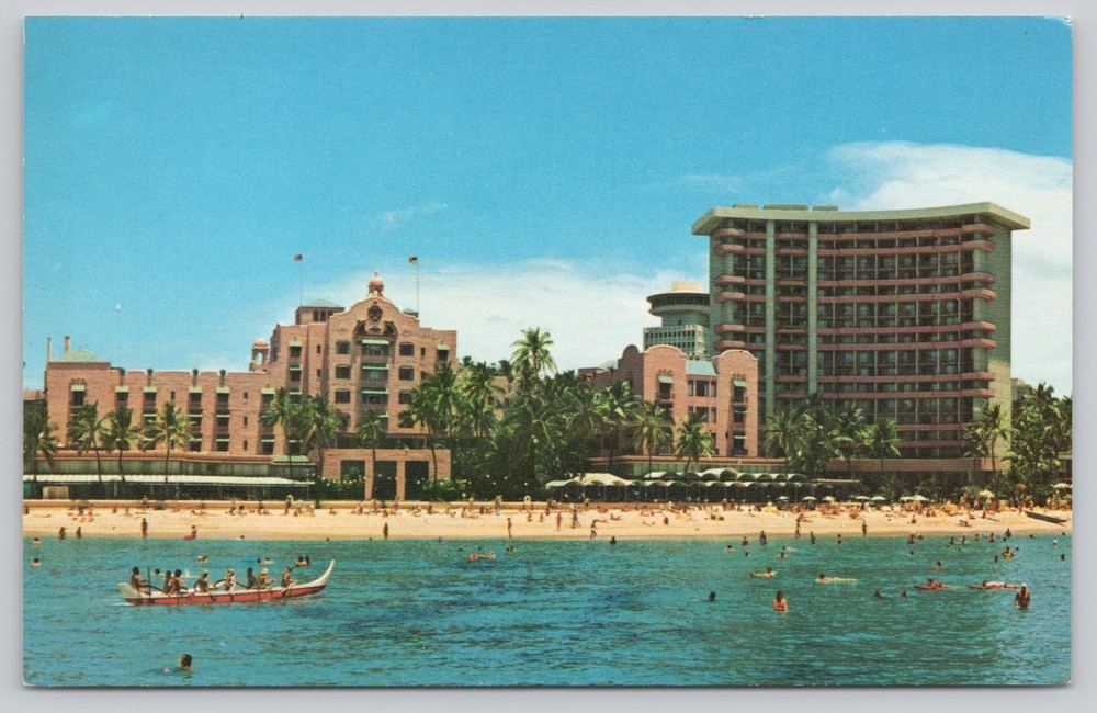 Royal Hawaiian Hotel Waikiki Beach Honolulu HI Vintage Postcard Pink Palace