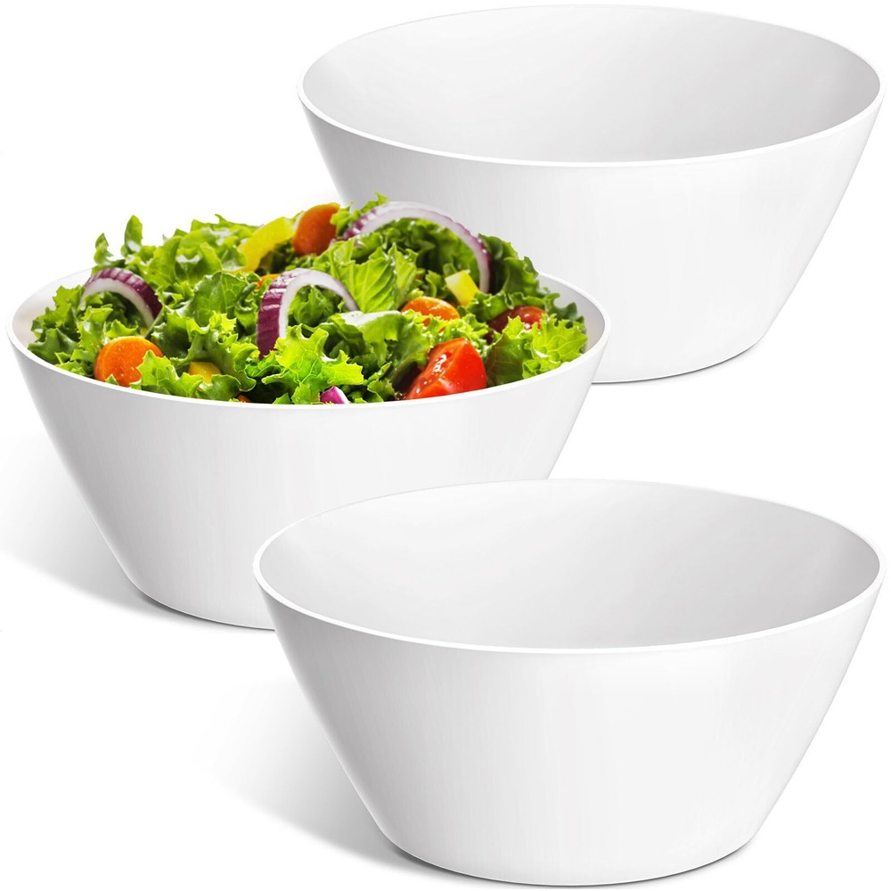 10 inch Large Salad Bowls, White Salad Serving Bowls 118 oz, Fiber Salad Bowl...