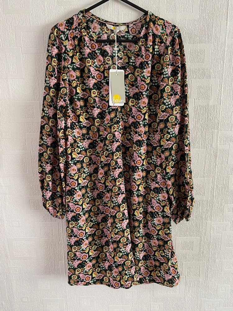 BODEN pink floral v-neck   tea  dress  size 10p   NEW D0313