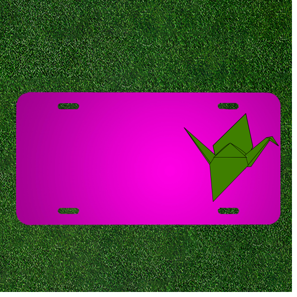 Create Your Custom Car License Plate with Names on Origami Crane Green Design