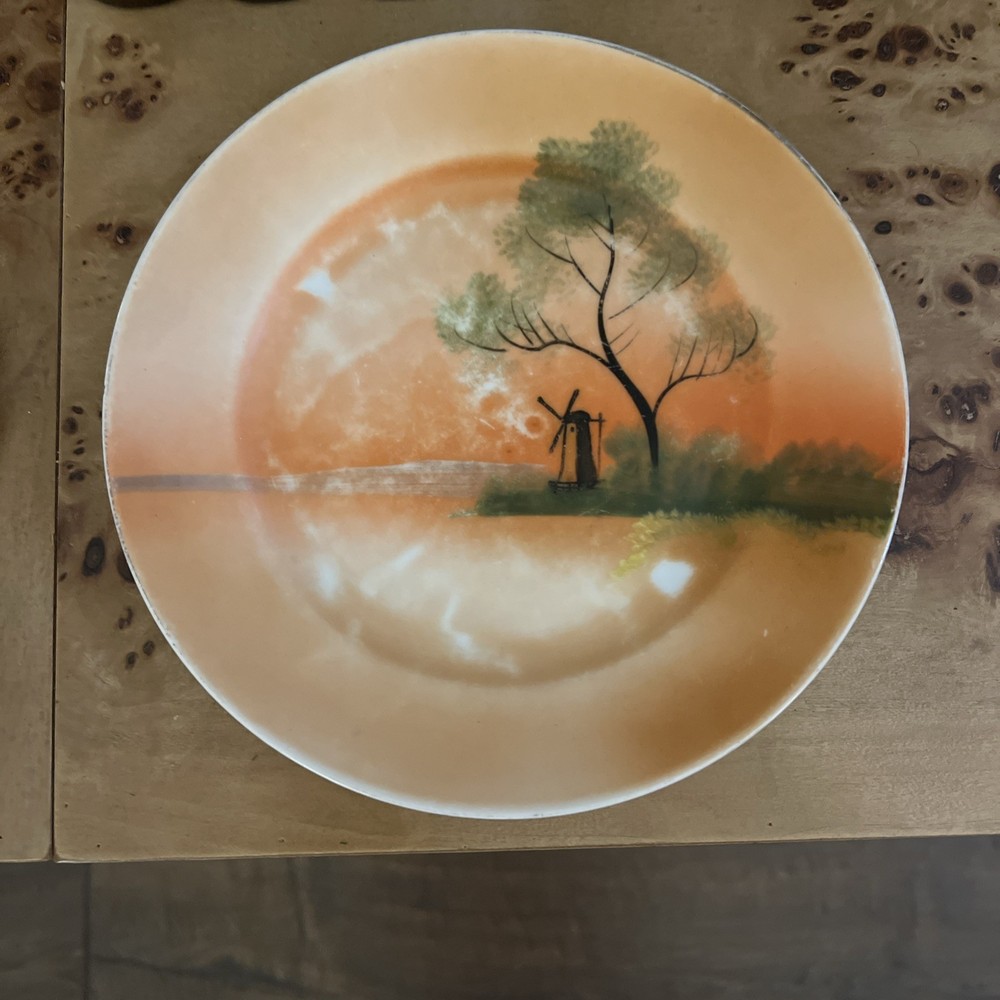 Vintage Noritake Tree in Meadow & Windmill Plate, Made in Japan