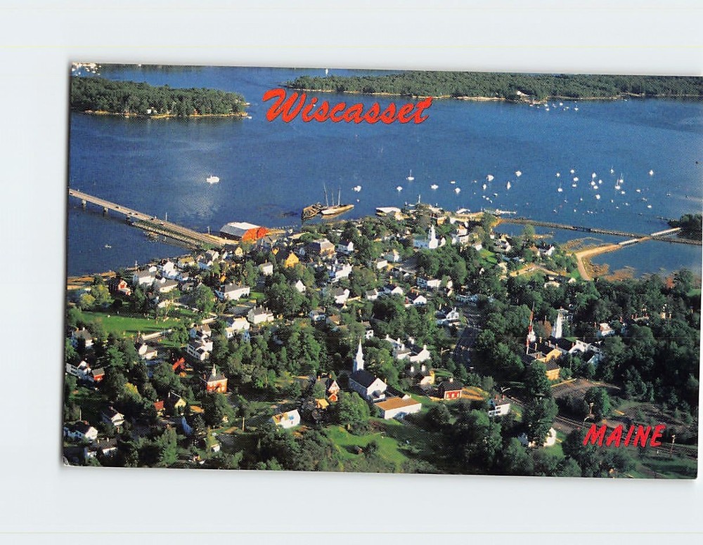 Postcard Aerial View Wiscasset Maine USA