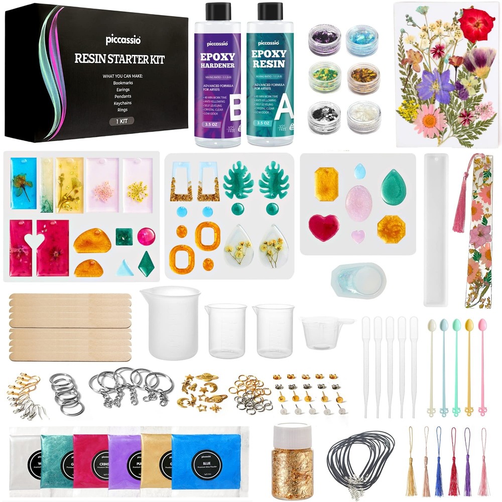 Piccassio 208-Piece Epoxy Resin Craft Kit for Jewelry Making Beginners
