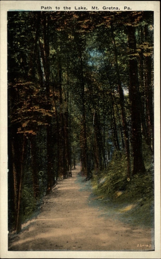 Path to the Lake Mt Gretna Pennsylvania vintage postcard e888