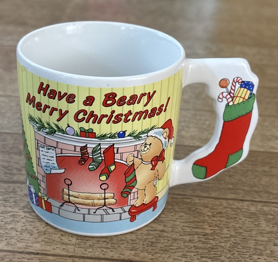 Russ Berrie & Co Have A Beary Merry Christmas Coffee Mug 3D Handle Adorable Bear