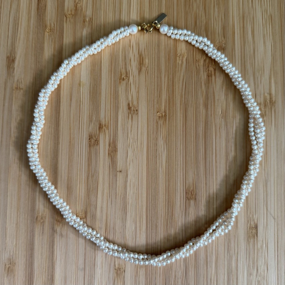 Vintage Marvella Pearl Necklace - Vintage 3 Strand Pearl Gold Tone Necklace