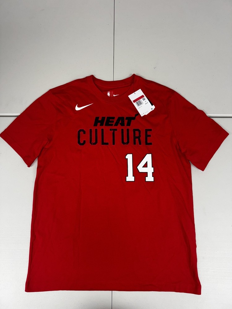 Miami Heat Nike City Edition Red Heat Culture Tyler Herro T-Shirt Size L Men’s