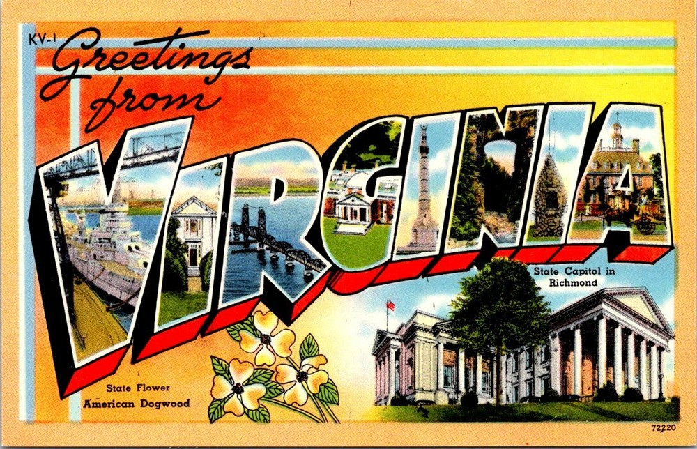 Big Colorful Letters Greetings From Virginia Vintage Postcard