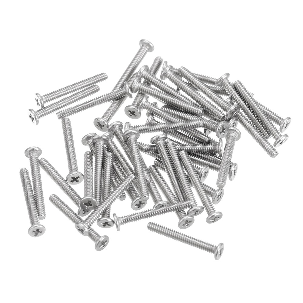 M1.6-0.35 x 12mm 50Pcs Metal Flat Round Head Screws Phillips Drive Machine Bolt