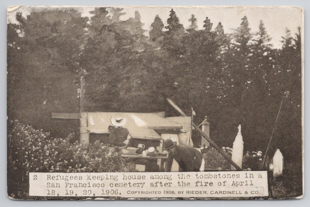 1906 San Francisco Earthquake Refugees Cemetery Postcard