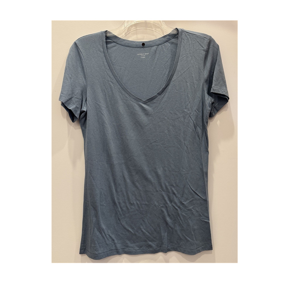 Vintage Victoria's Secret Cotton Jersey T-Shirt Blue V-Neck Short Sleeve X-Large