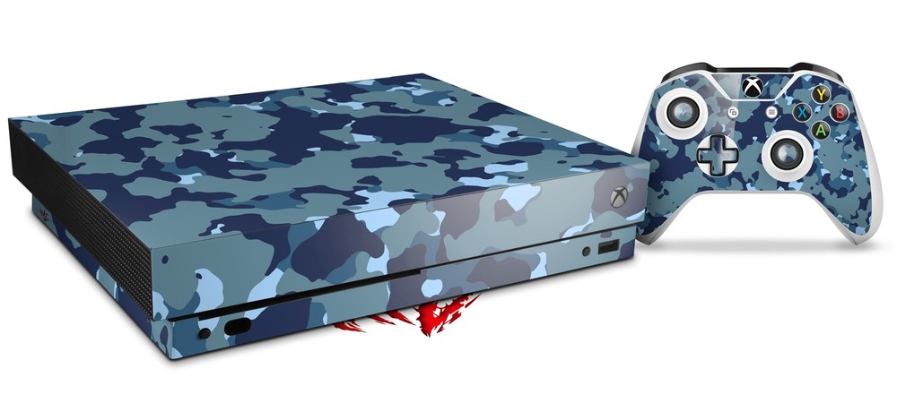 Skin Set for XBOX One X WraptorCamo Old School Camouflage Camo Navy