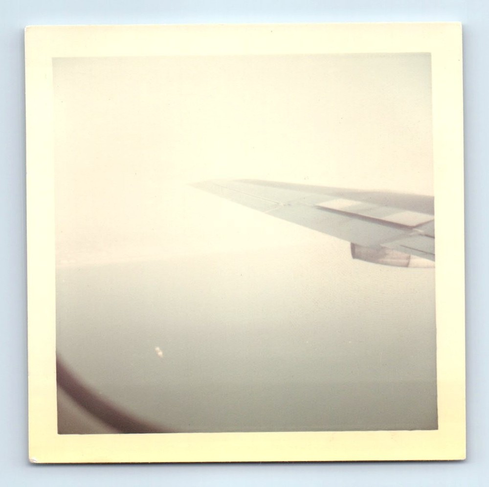 Old Vintage Square Color Photo ABSTRACT PLANE AIRPLANE WING THRU WINDOW