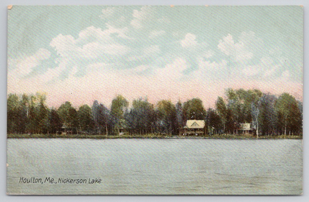 Houlton, Maine - Nickerson Lake - Vintage Hugh C. Leighton Postcard