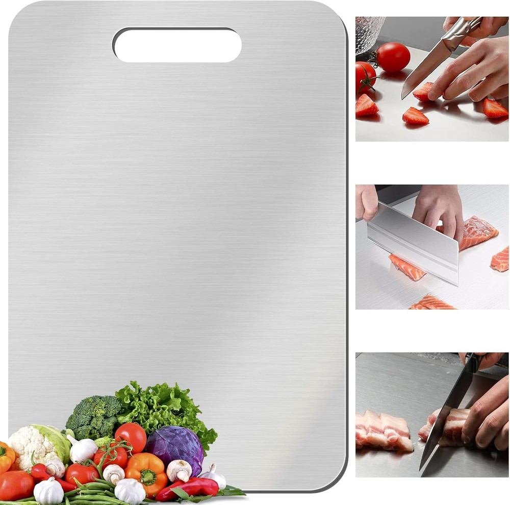 Stainless Steel Cutting Board - Anti-Slip Non-Porous Chopping Board Kitchen