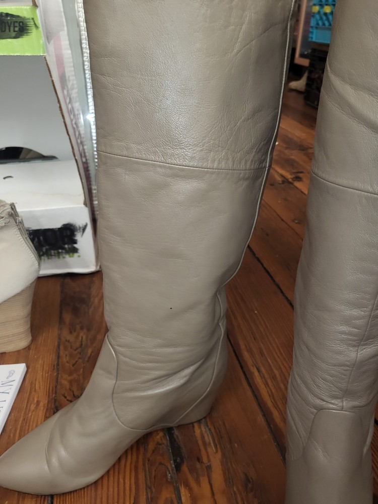 Womens Waldron Hidden Wedge Knee High Leather Boots Size 10 M Taupe