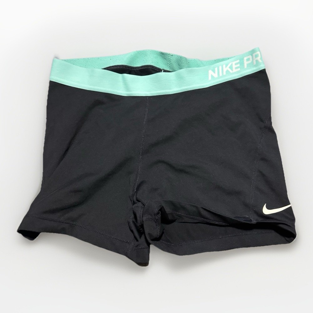 Nike Pro Women's Dri-Fit Spandex Compression Shorts Size Large Black W/ Green