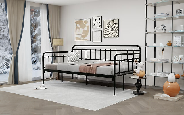 Heavy-Duty Steel Frame:Sturdy Support for Daybed Accommodates Twin Size Mattress-image