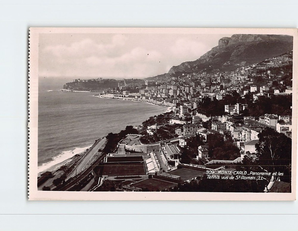 Postcard Panorama et les Tennis vus de Saint-Roman Monte Carlo Monaco