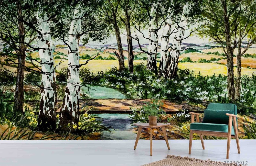 3D Tree Landscape Oil Painting Wall Murals Wallpaper Murals Wall Sticker 31