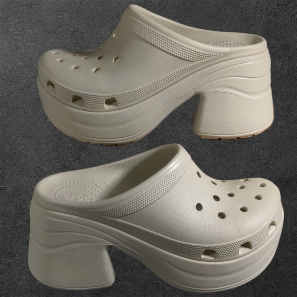 Crocs Siren Heeled Clog Women's 9 Bone 208547-2Y2