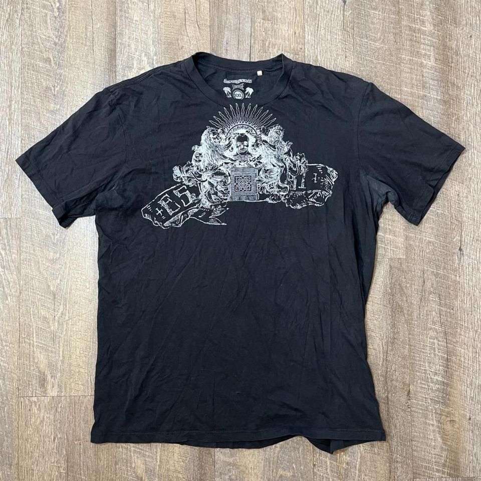 Vintage Y2k Guess Jeans Black Grunge Skull T Shirt Mens Size Large