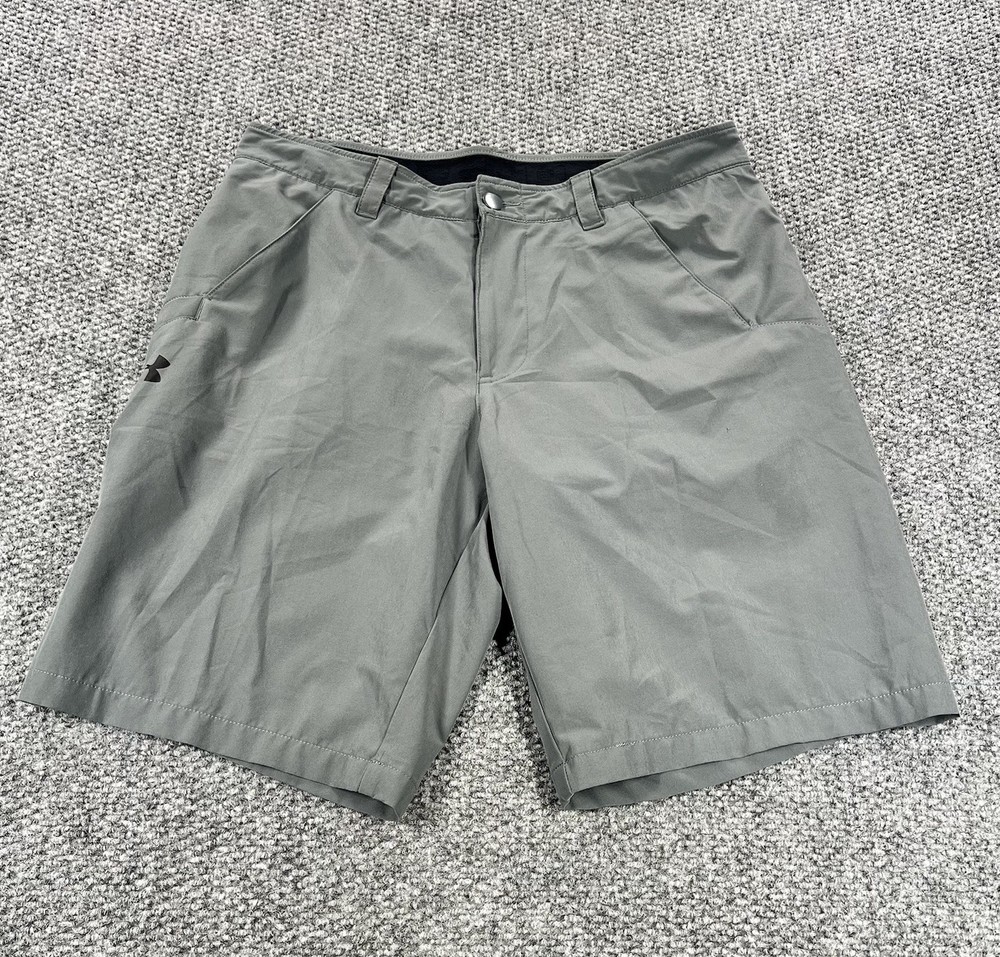 Under Armour UA Golf Shorts Mens 34 Gray Heat Gear Stretch Lightweight Outdoor