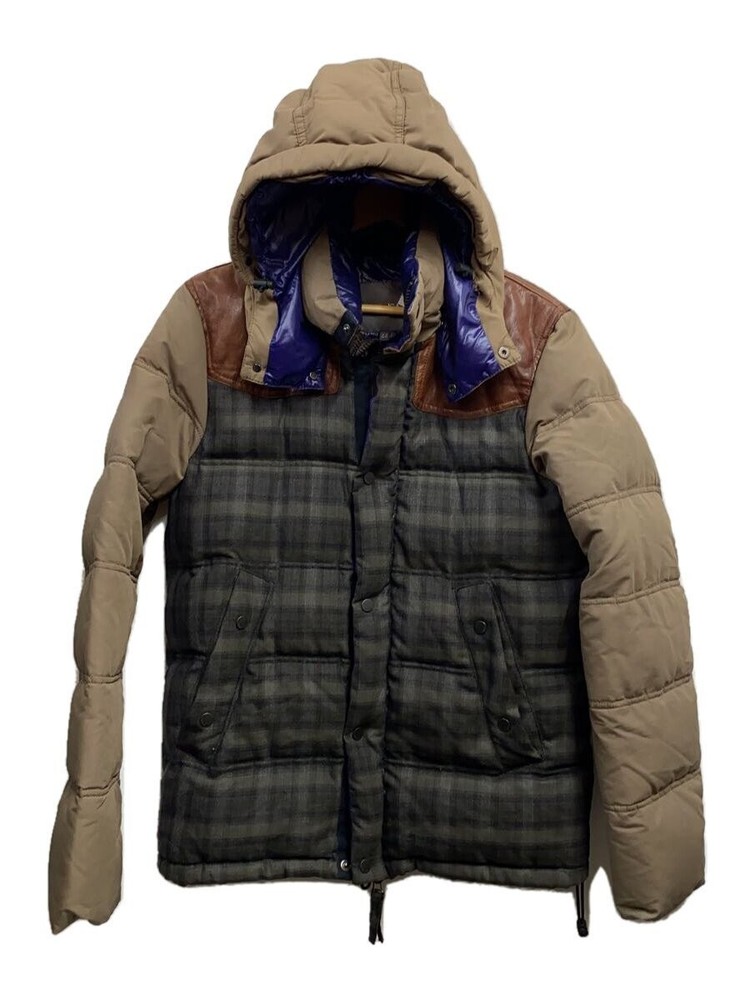 Duvetica Raro/Check Pattern Switching/Leather Switching/Down Jacket/44/Polyester