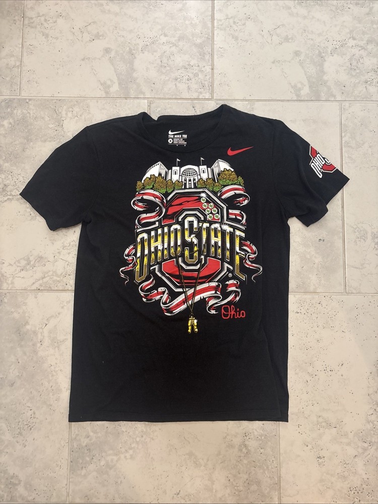 Nike Ohio State Buckeyes T Shirt Womens Medium Black Graphic Short Sleeve