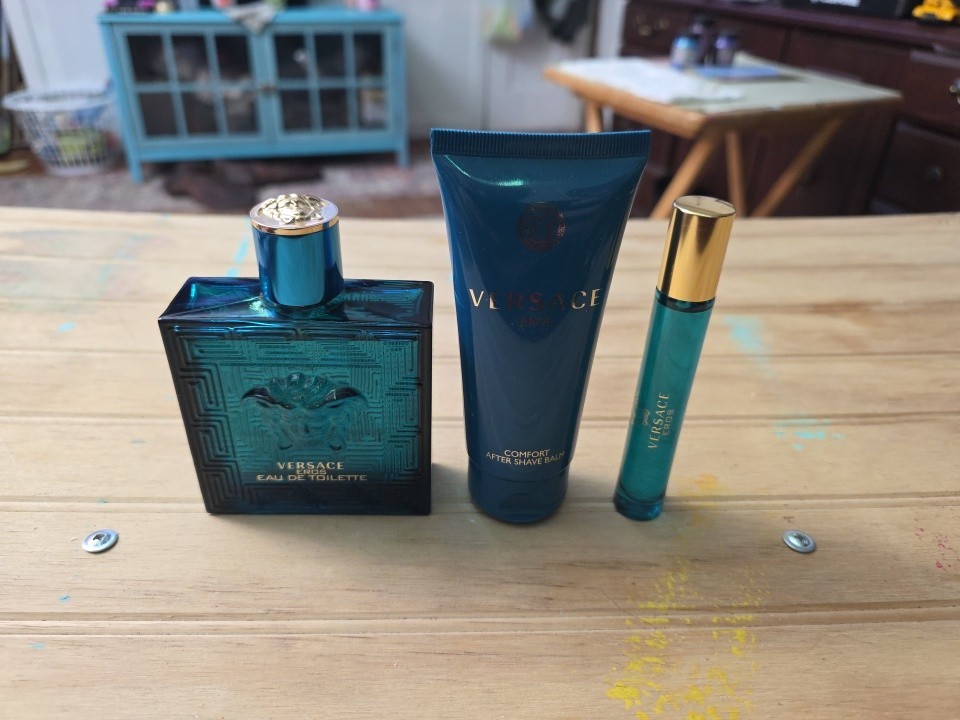 VERSACE EROS Cologne for MEN 3 pcs GIFT SET 3.4 oz EDT Spray + SHOWER GEL + Mini